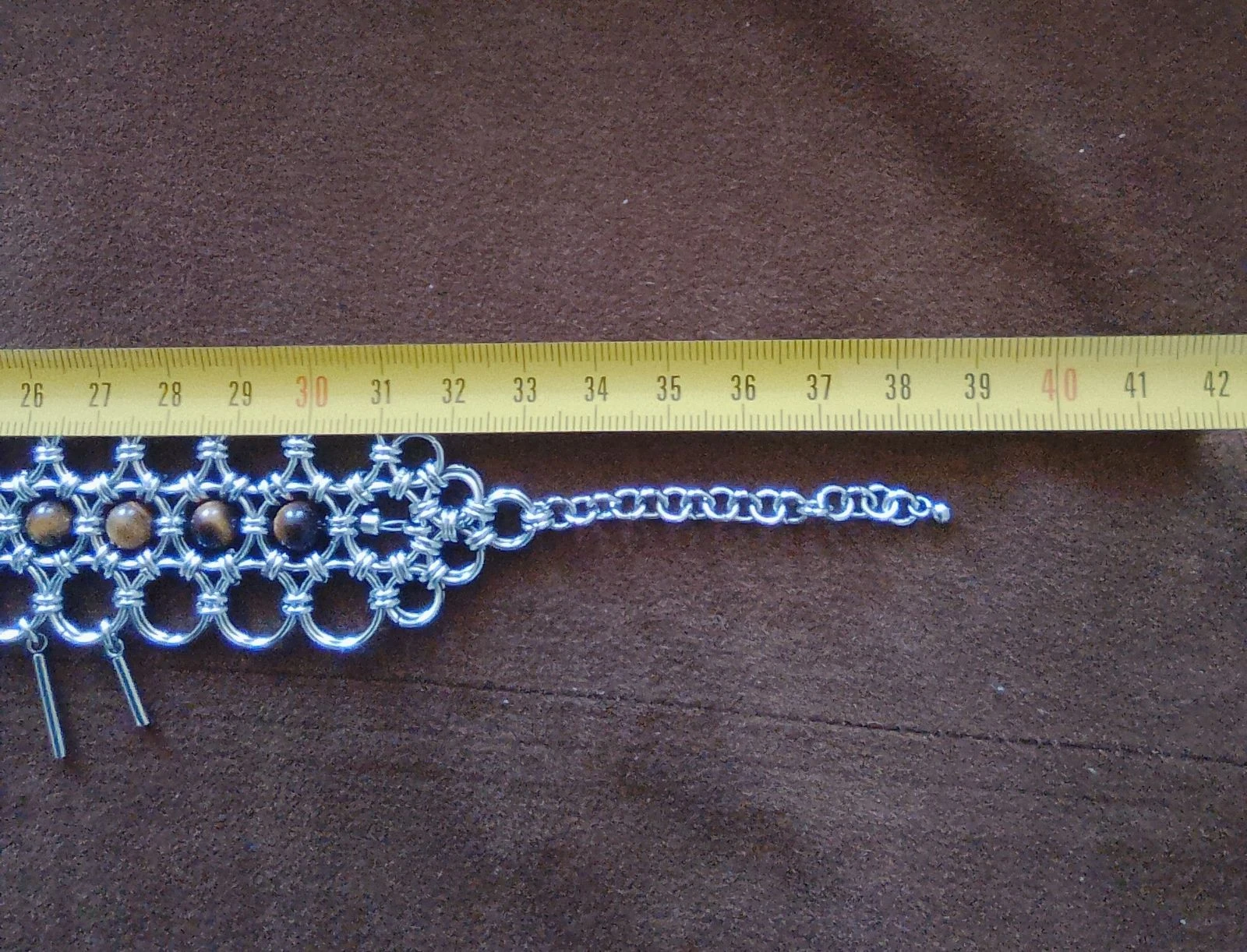 Japanese chainmail décolleté choker necklace with natural stones – photo 7